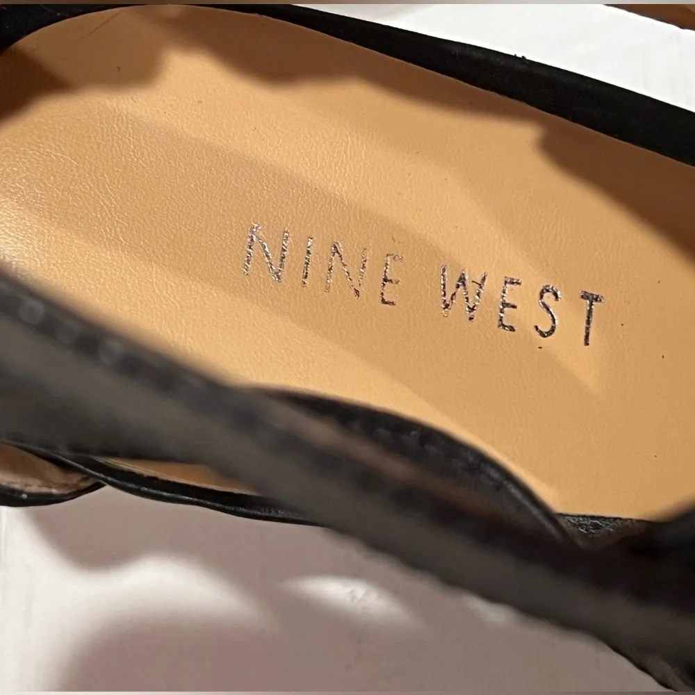 Nine West Black Strappy Wedge Heels